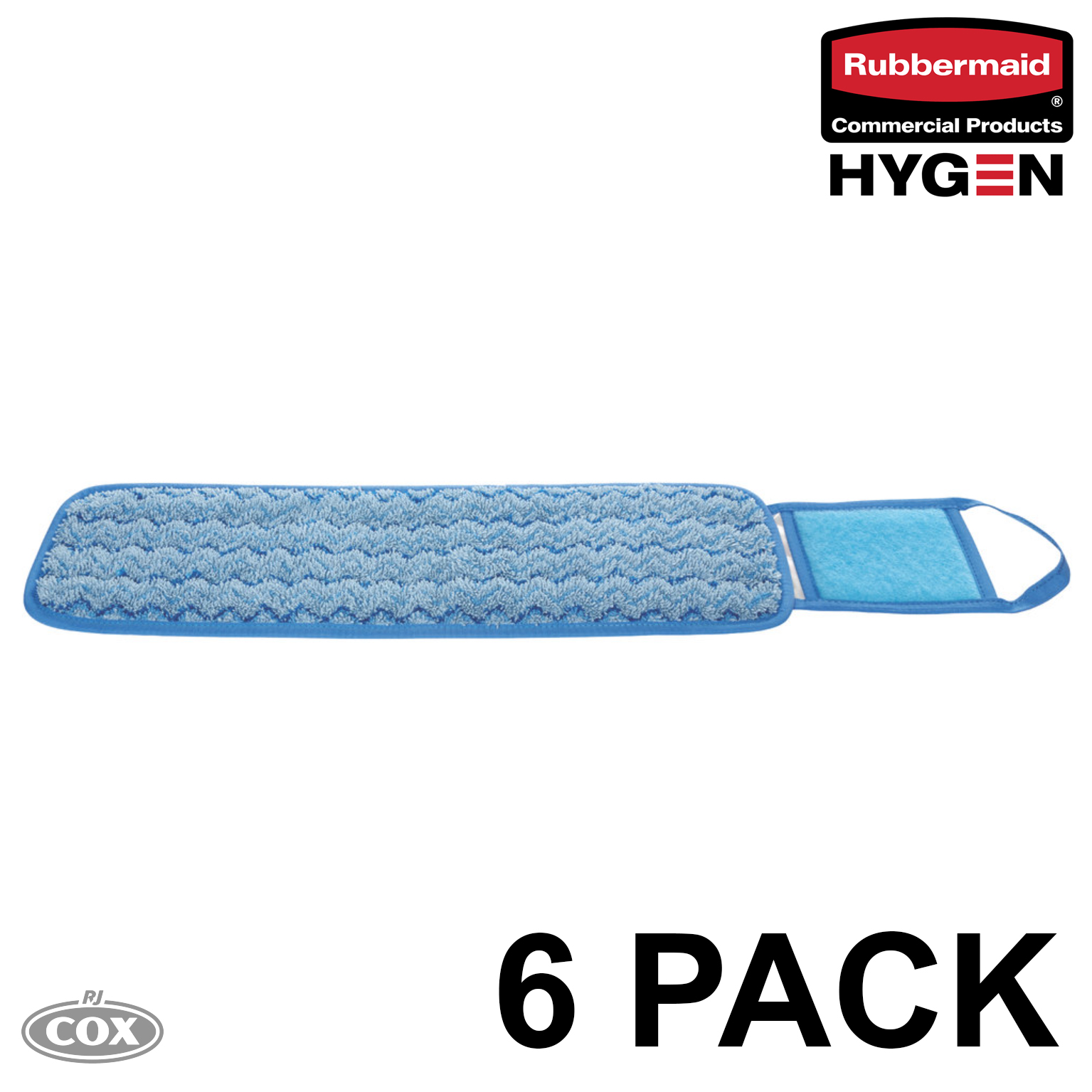 Rubbermaid HYGEN FGQ41000BL00 18 Blue Microfiber Hook & Loop Wet Mop Pad