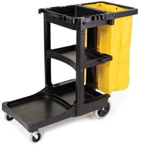 Janitor Cleaning Cart w/Zippered Yellow Vinyl Bag - FG6173